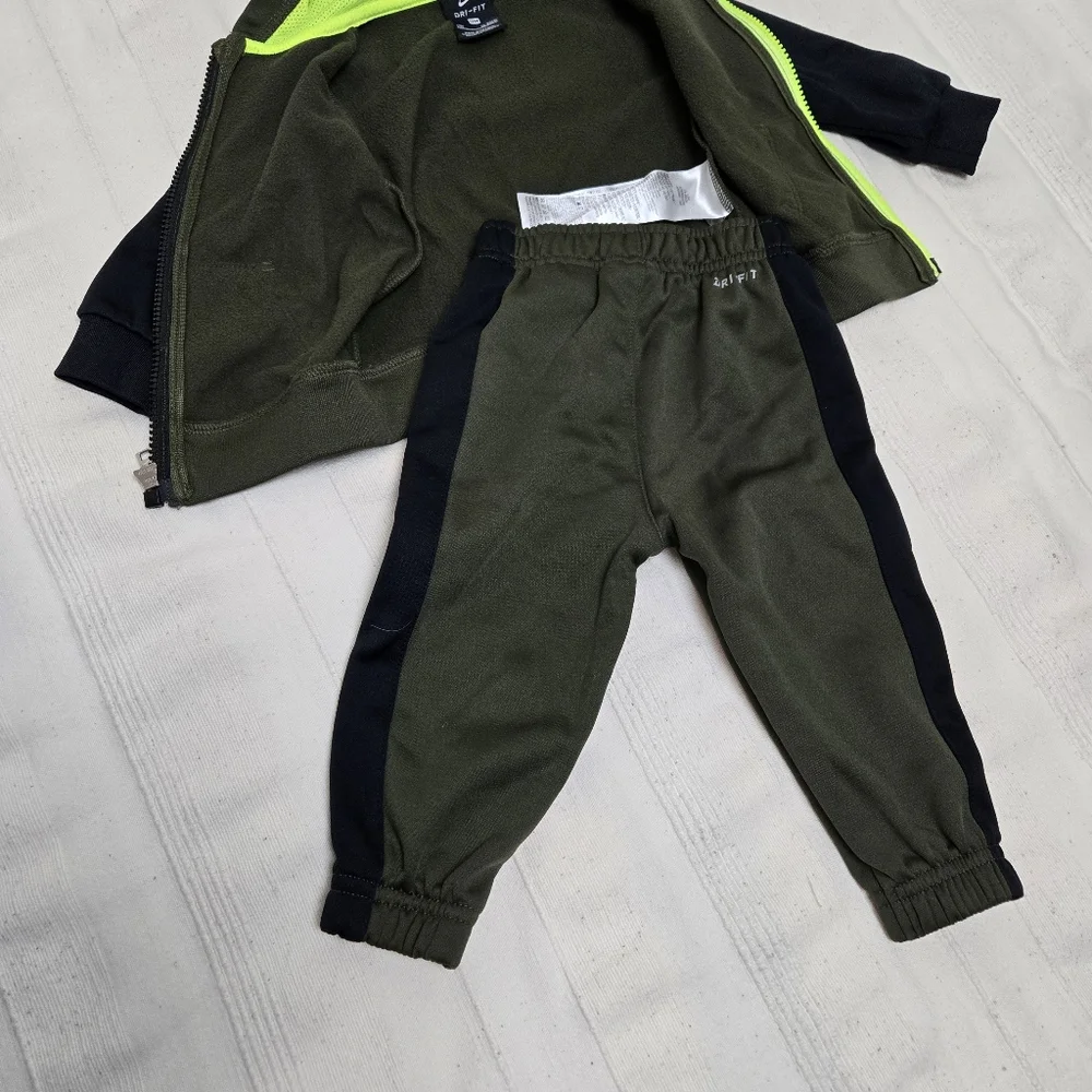 Nike Little Boys Tracksuit Full-Zip Hoodie & Jogger Pants‎ Set Dark Green 12M - Picture 11 of 13